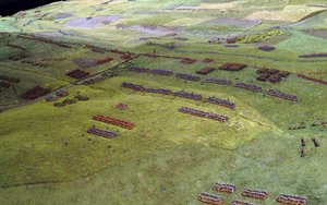 Diorama da Batalha de Waterloo mostrando as tropas posicionadas às 19h45 do dia 18 de junho de 1815 (mídia mista) (detalhe)